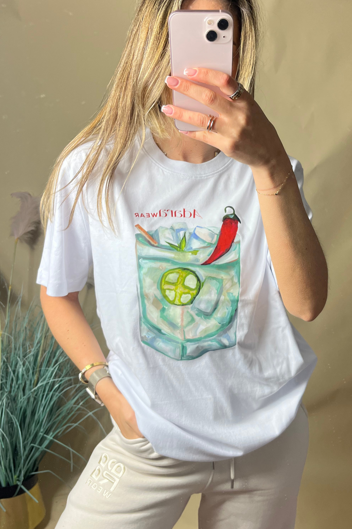 Exclusive white margarita cocktail relaxed t-shirt