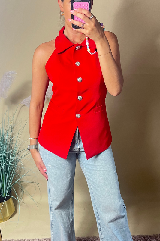 Red Racer Collared Waistcoat