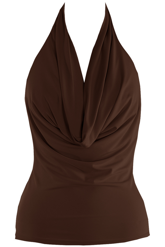 Brown Drape Halter Top