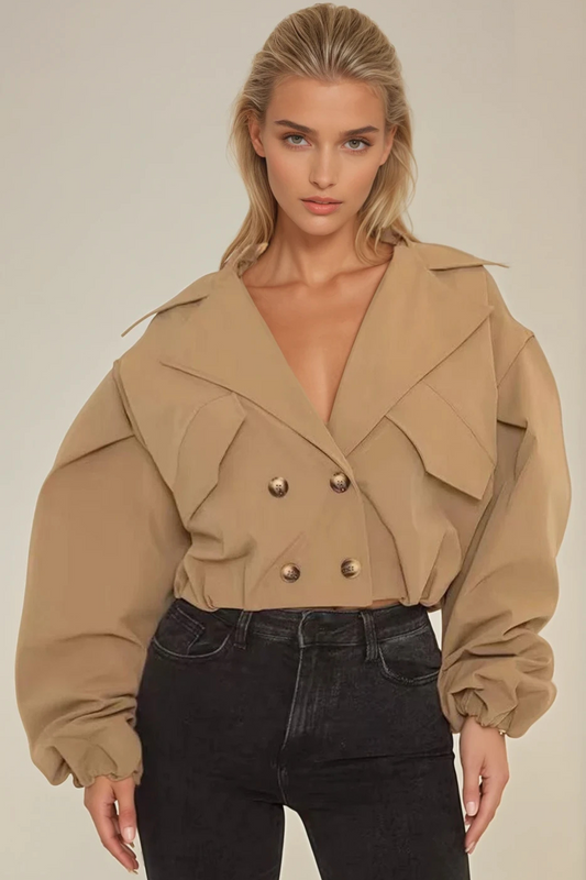 Camel Cropped Trench Coat