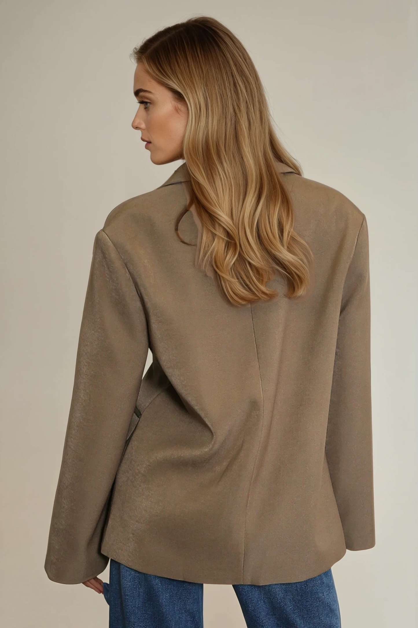 Taupe Oversized Double Button Blazer