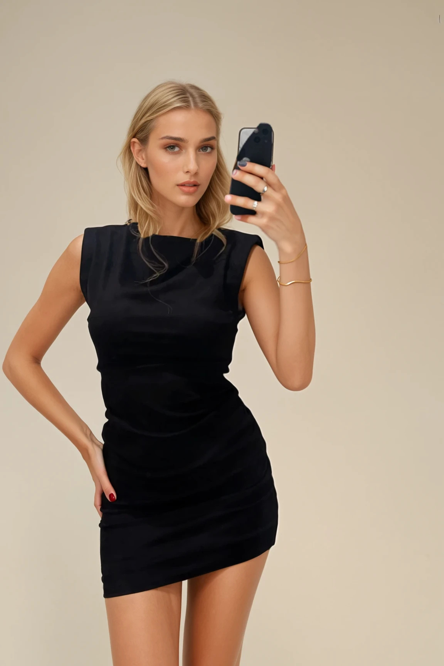 Black Suede High Neck Bodycon Mini Dress