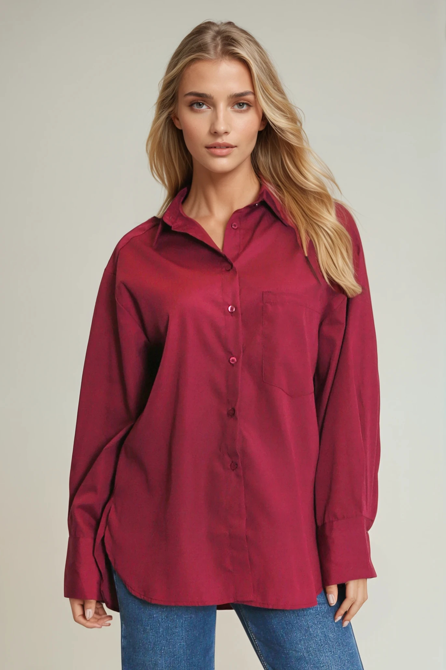 Button-Up Plain Shirt — Relaxed Fit