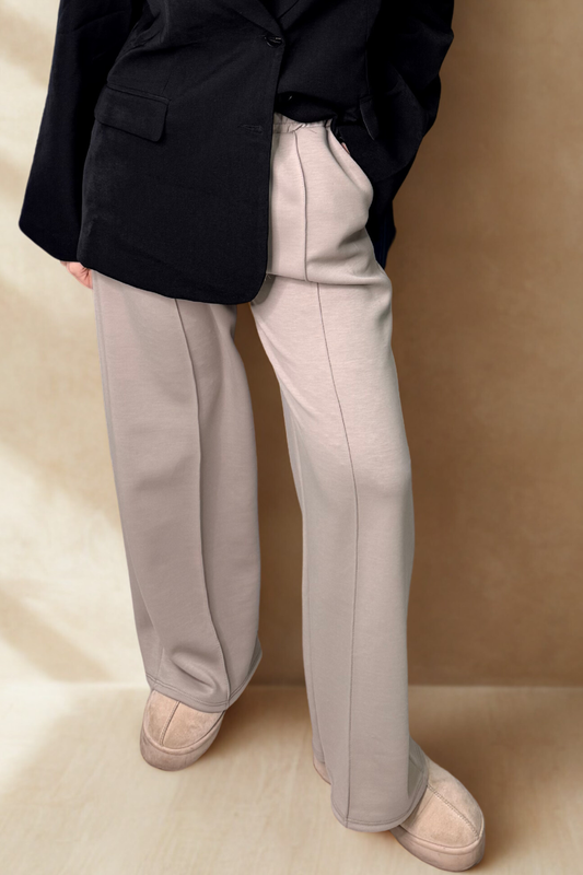 Beige or Black Floaty Trousers with Drawstring Waist