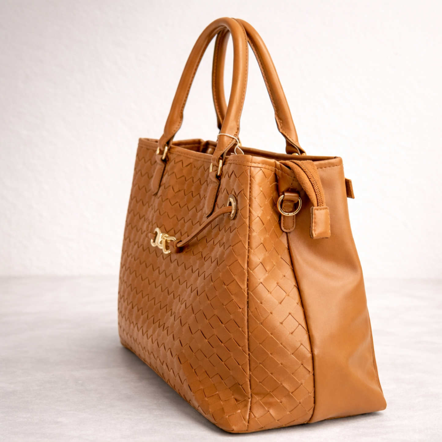 Tan Woven textured bag