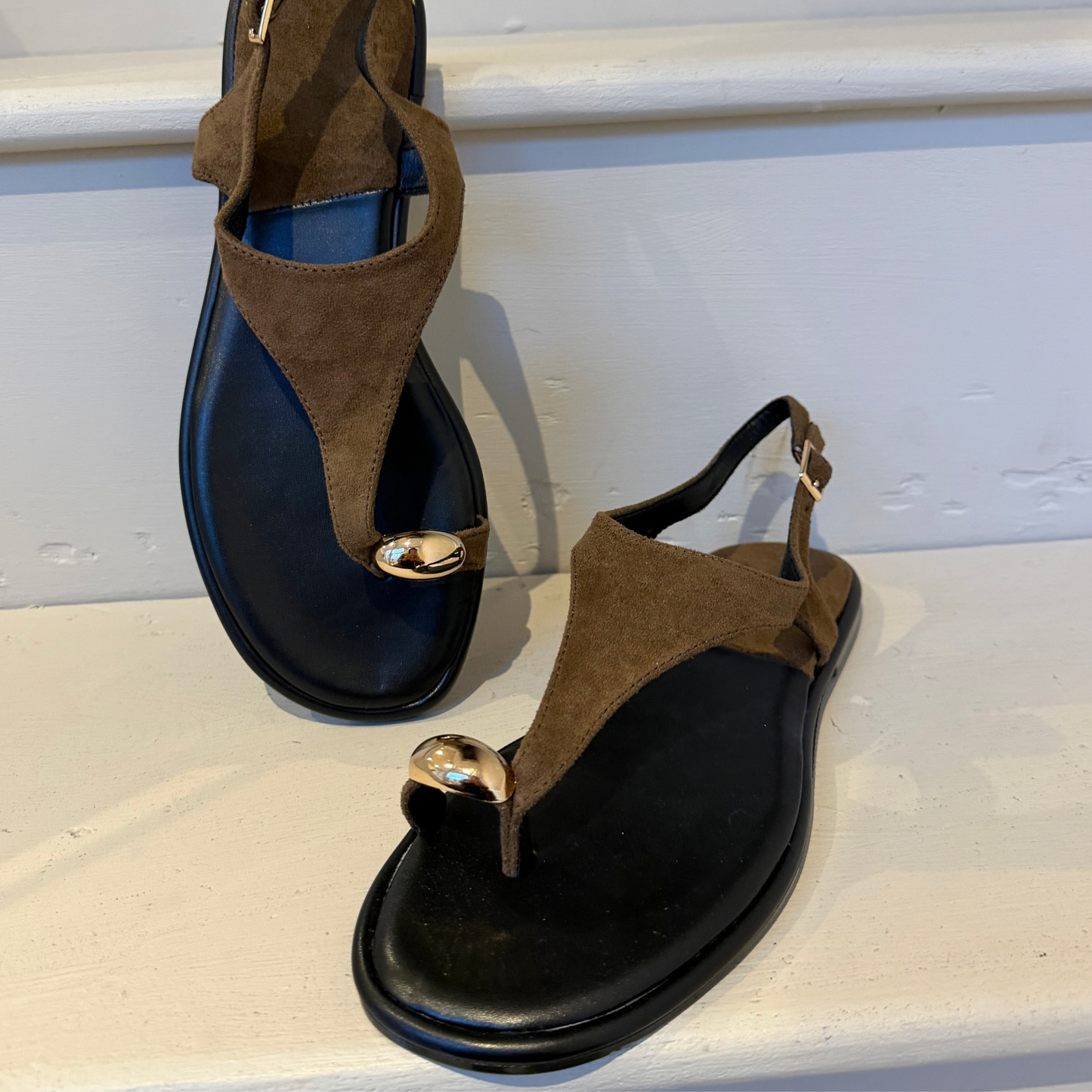 Chocolate Suede gold Detail Sandal