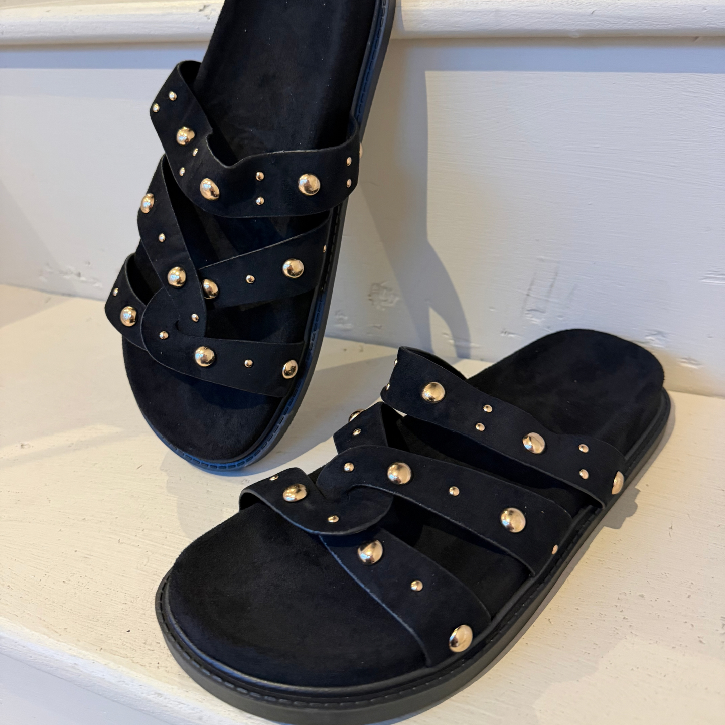 Black Gold studded sandal