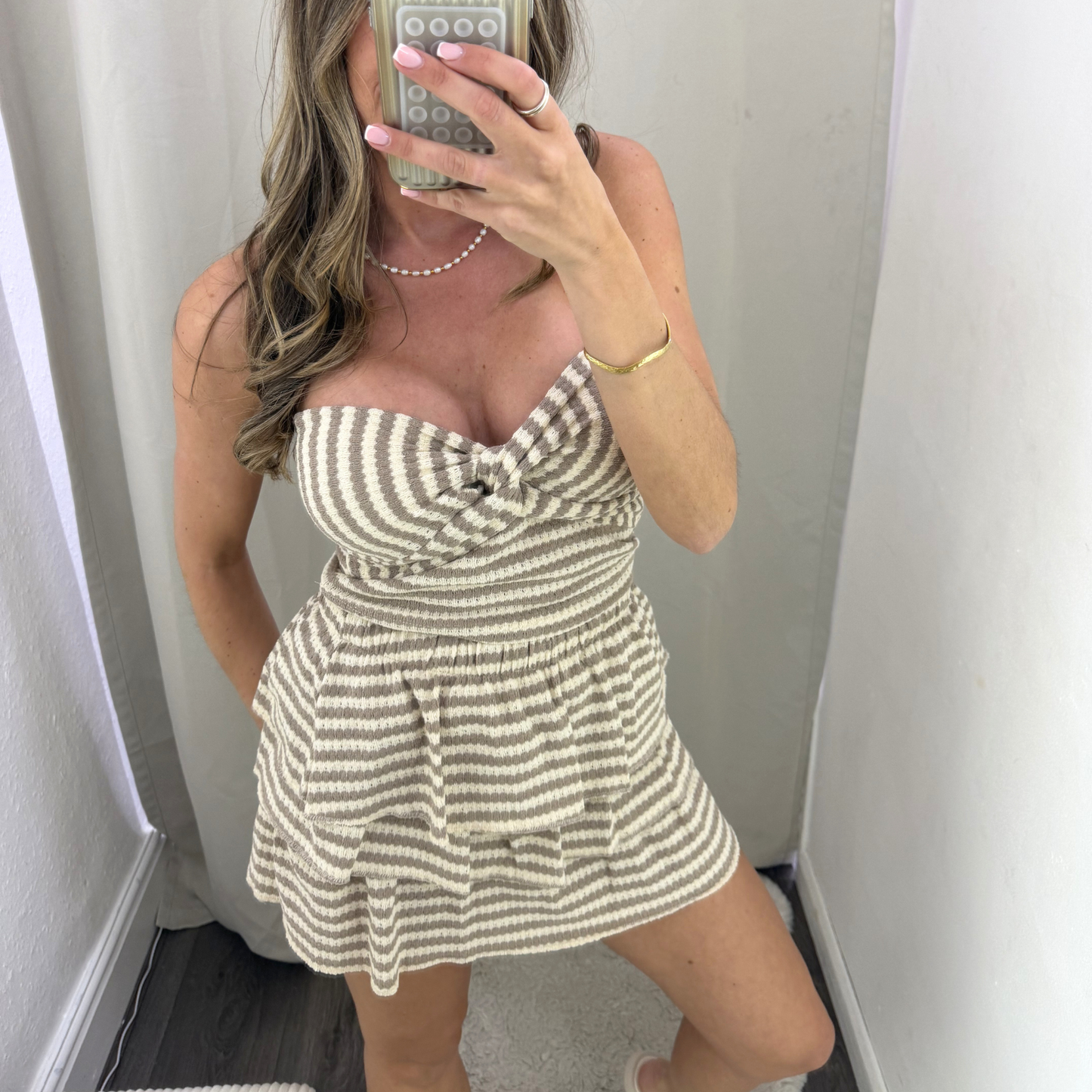 Stripe Layered Mini Skirt