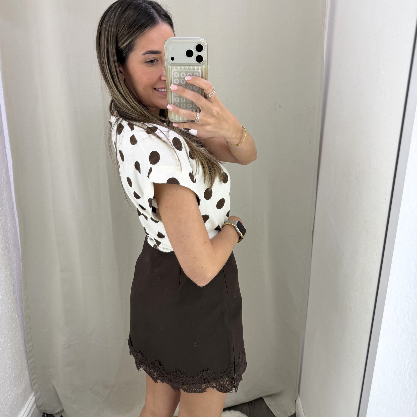 Choclate lace trim skort