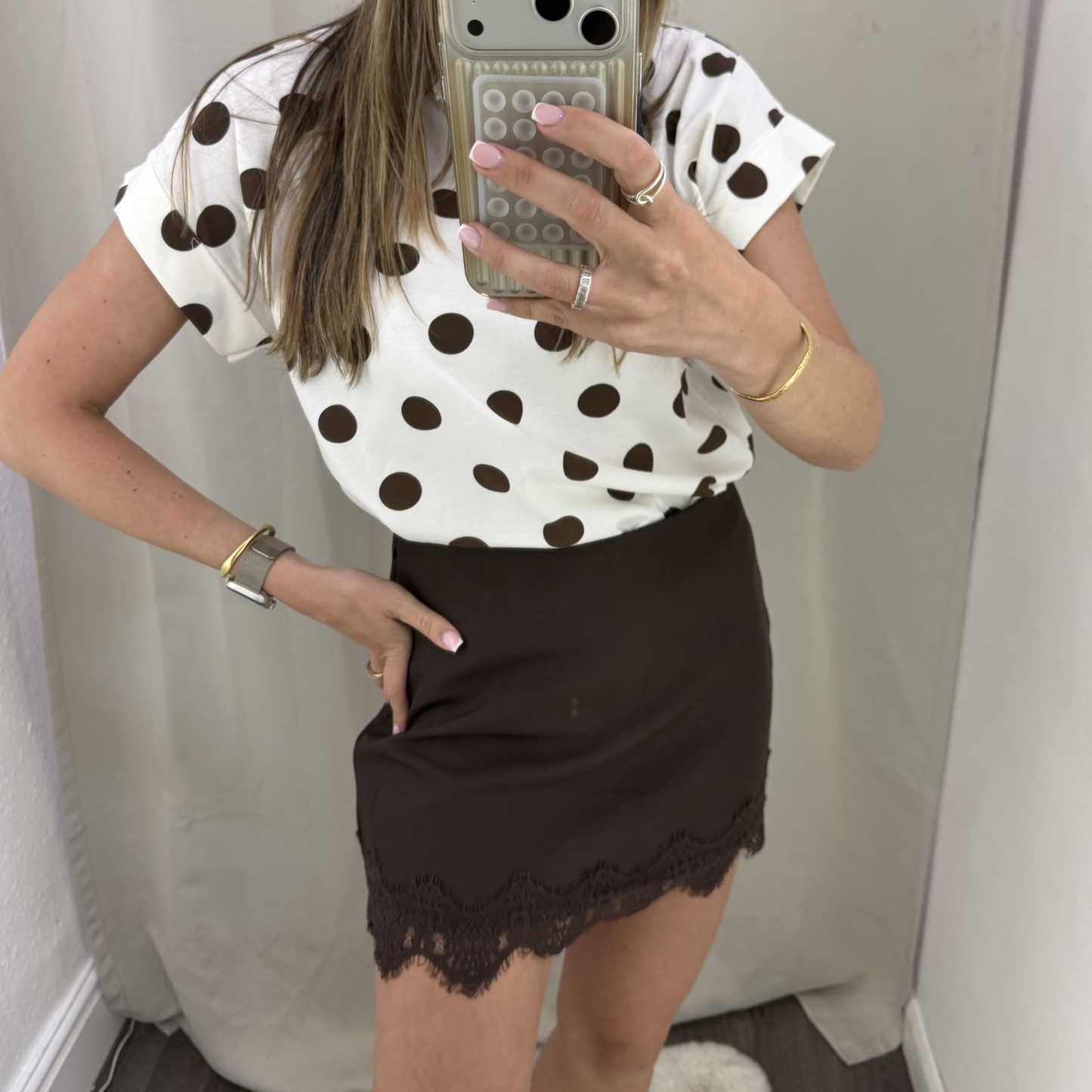 Choclate lace trim skort