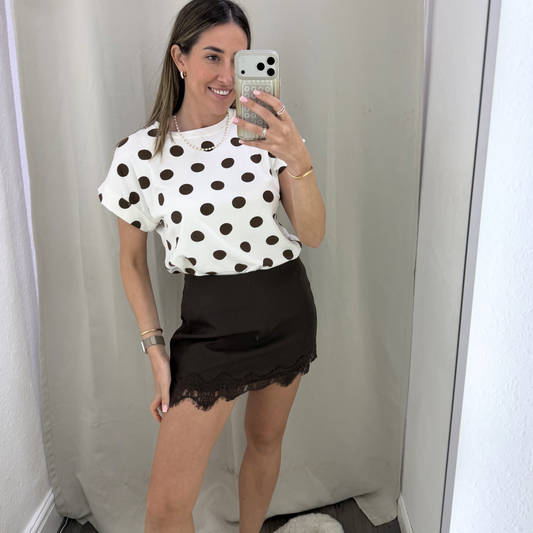Choclate lace trim skort