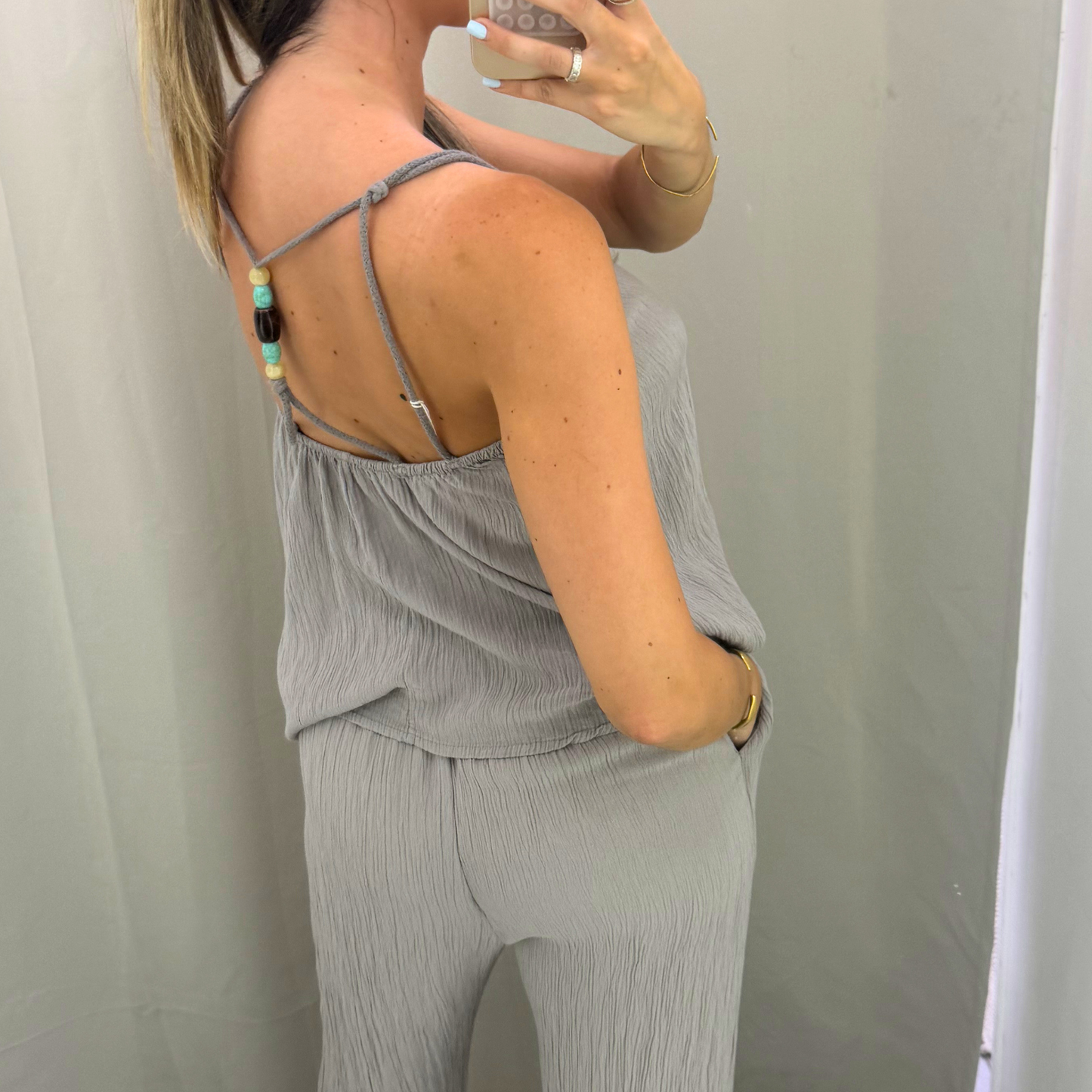 Grey Beaded Detail Co-Ord Set