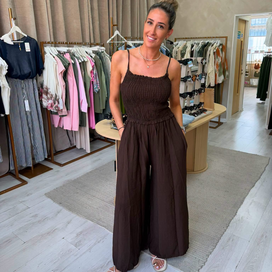Shirred flock jumpsuit