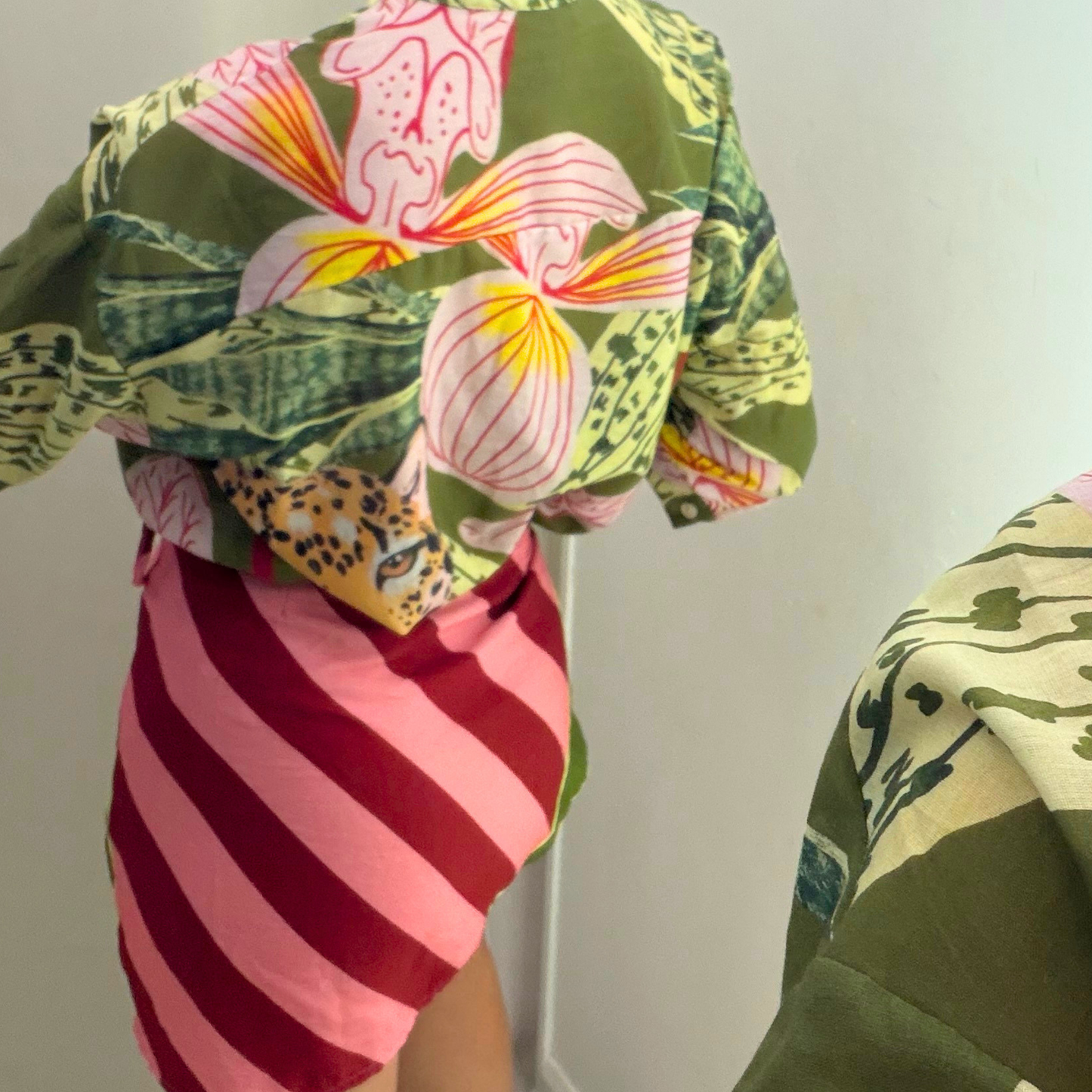 Tropical Stripe Wrap Mini Skirt