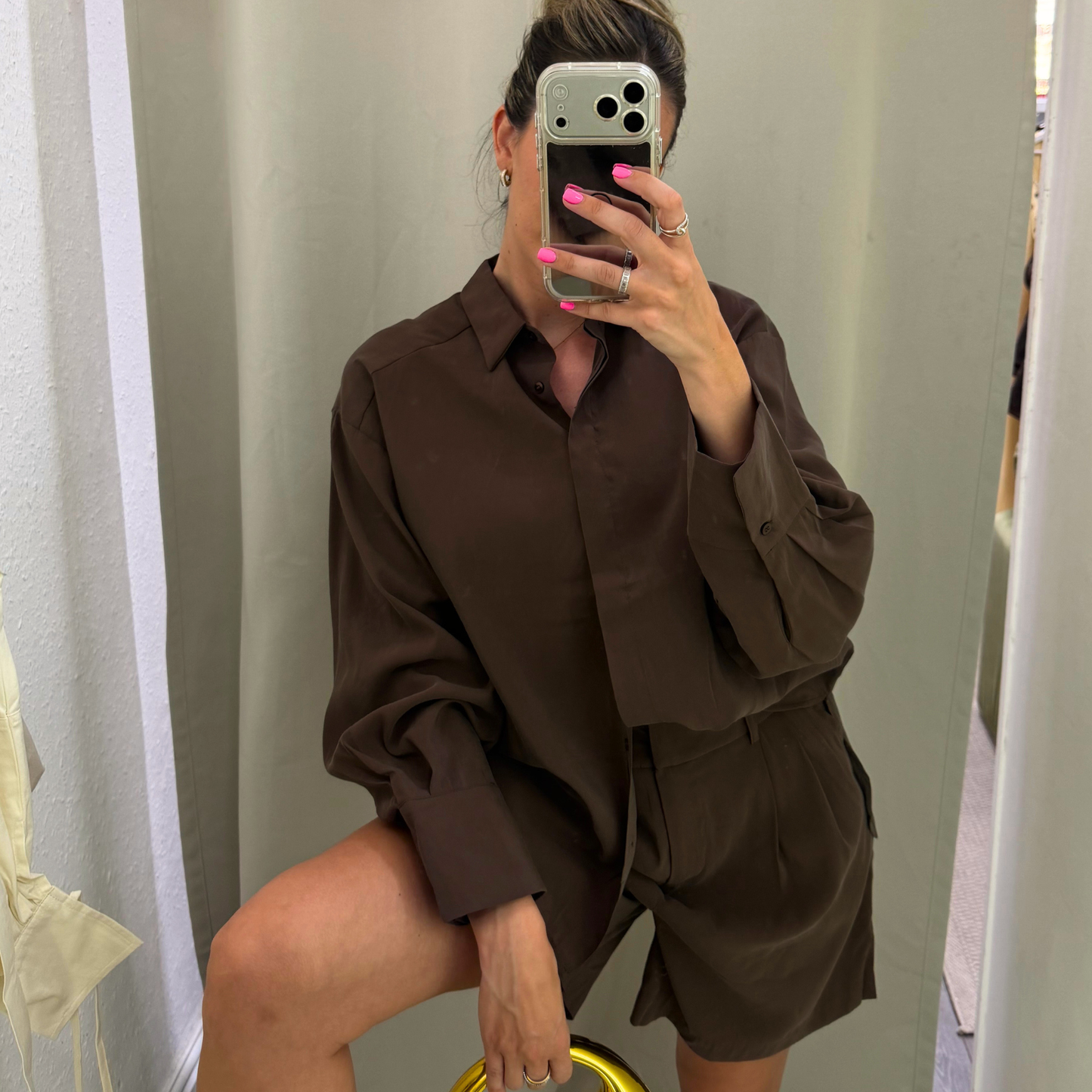 Brown button up shirt