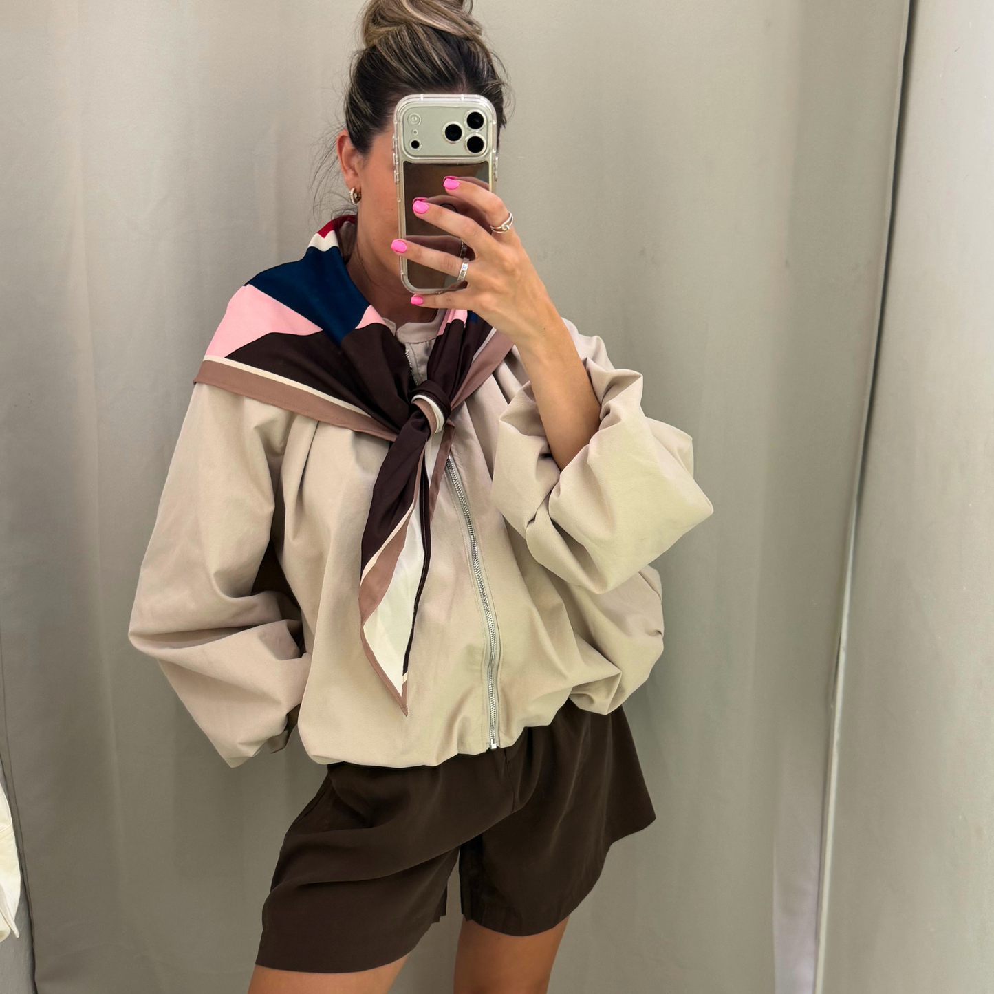 Scarf Detail Bomber Jacket