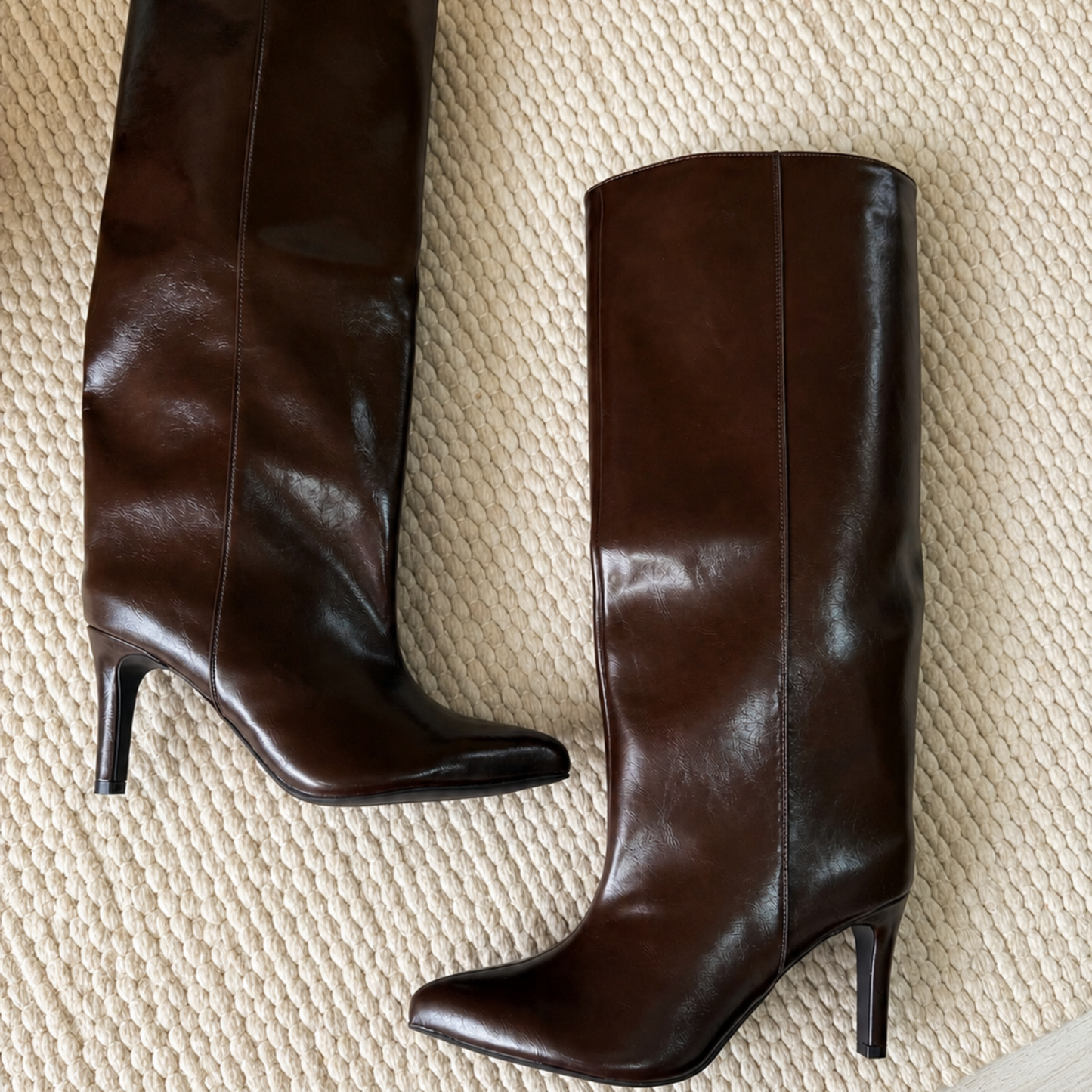 Chocolate brown Knee-High Heeled Boots