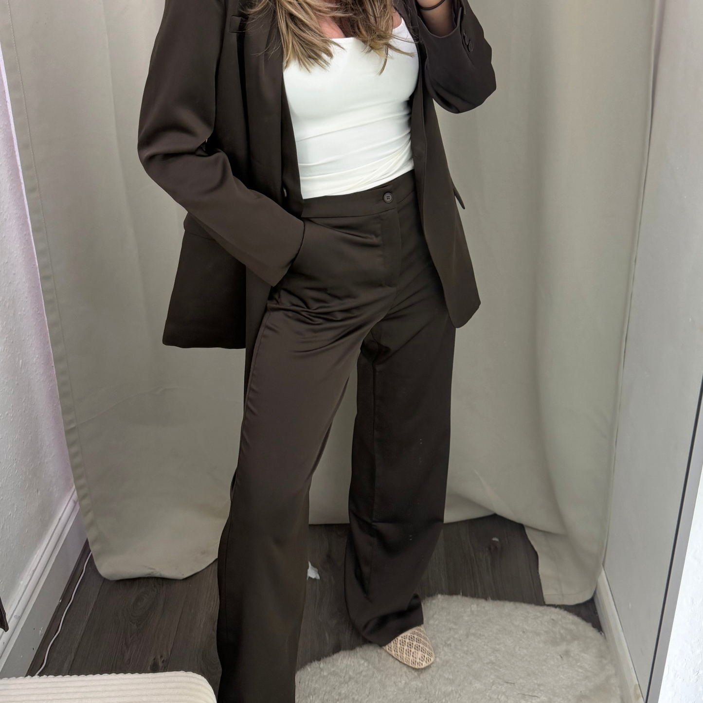 Chocolate Satin Tailored Trousers