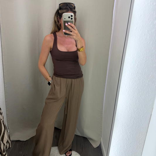 Taupe drawstring trousers