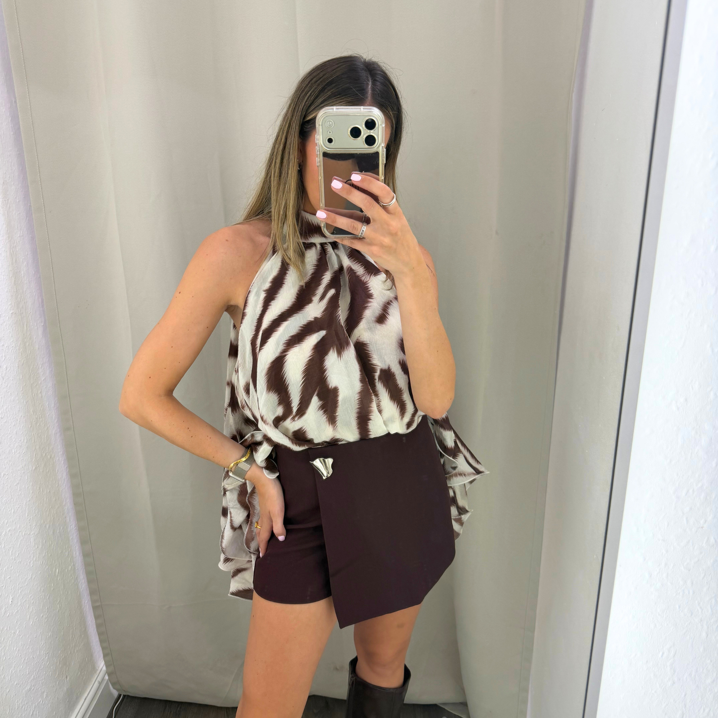 Burgundy Tailored Wrap Skort