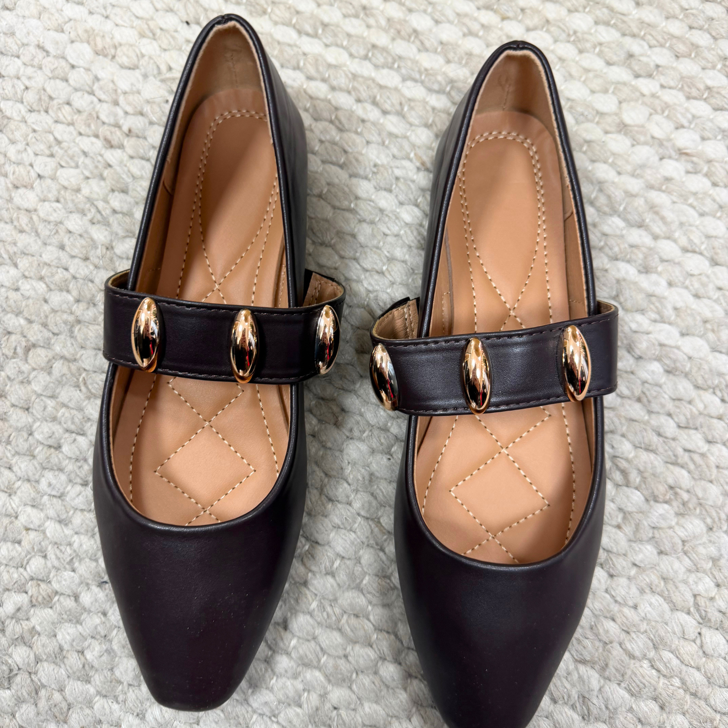 Maroon brown Gold Detail Mary Jane Flats