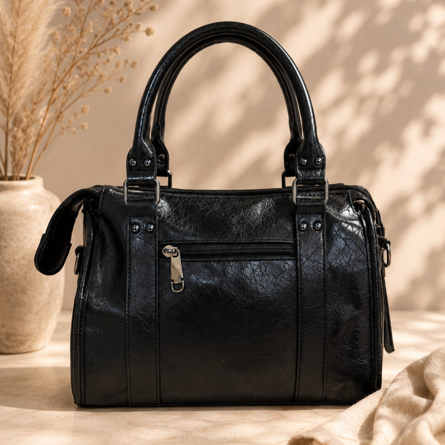 Vintage Buckle Bowling Bag. - green/ black