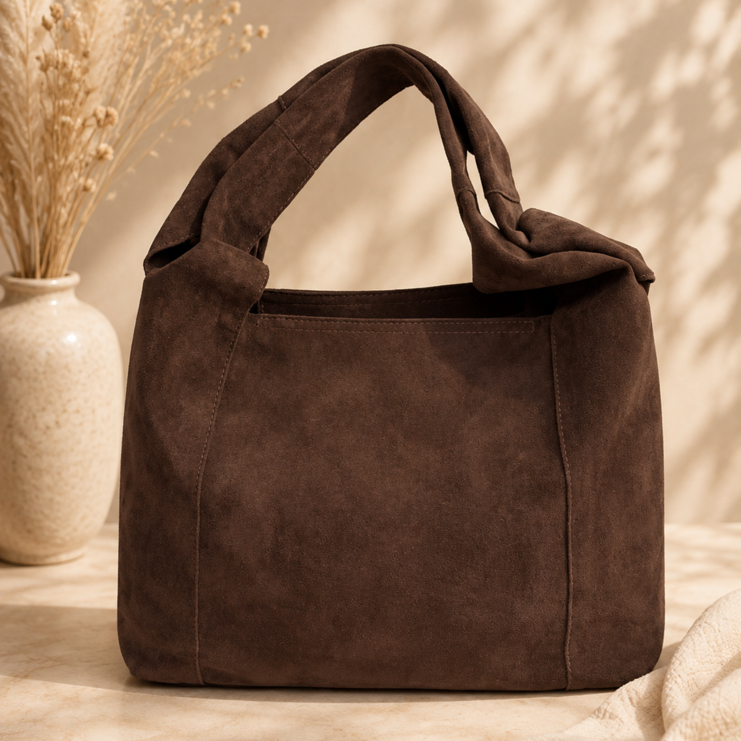Faux Suede 2-in-1 Tote Bag