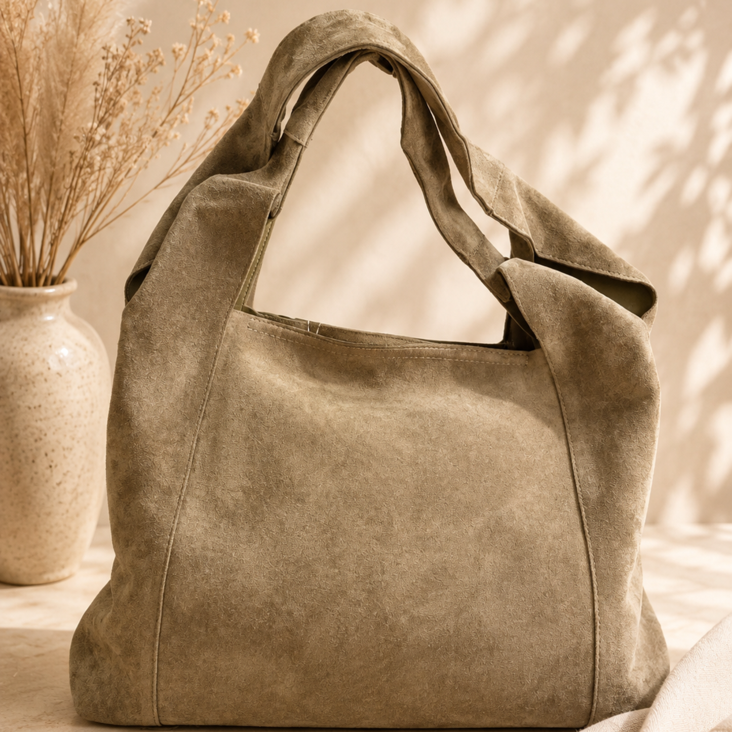 Faux Suede 2-in-1 Tote Bag