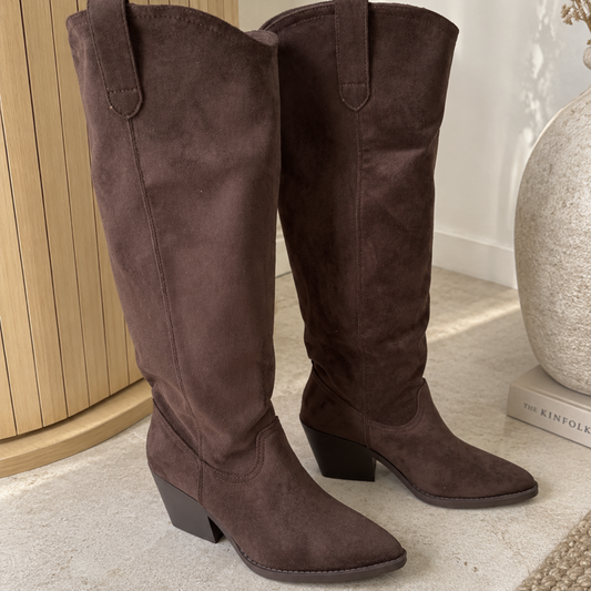 Chocolate Western Knee-High Boots