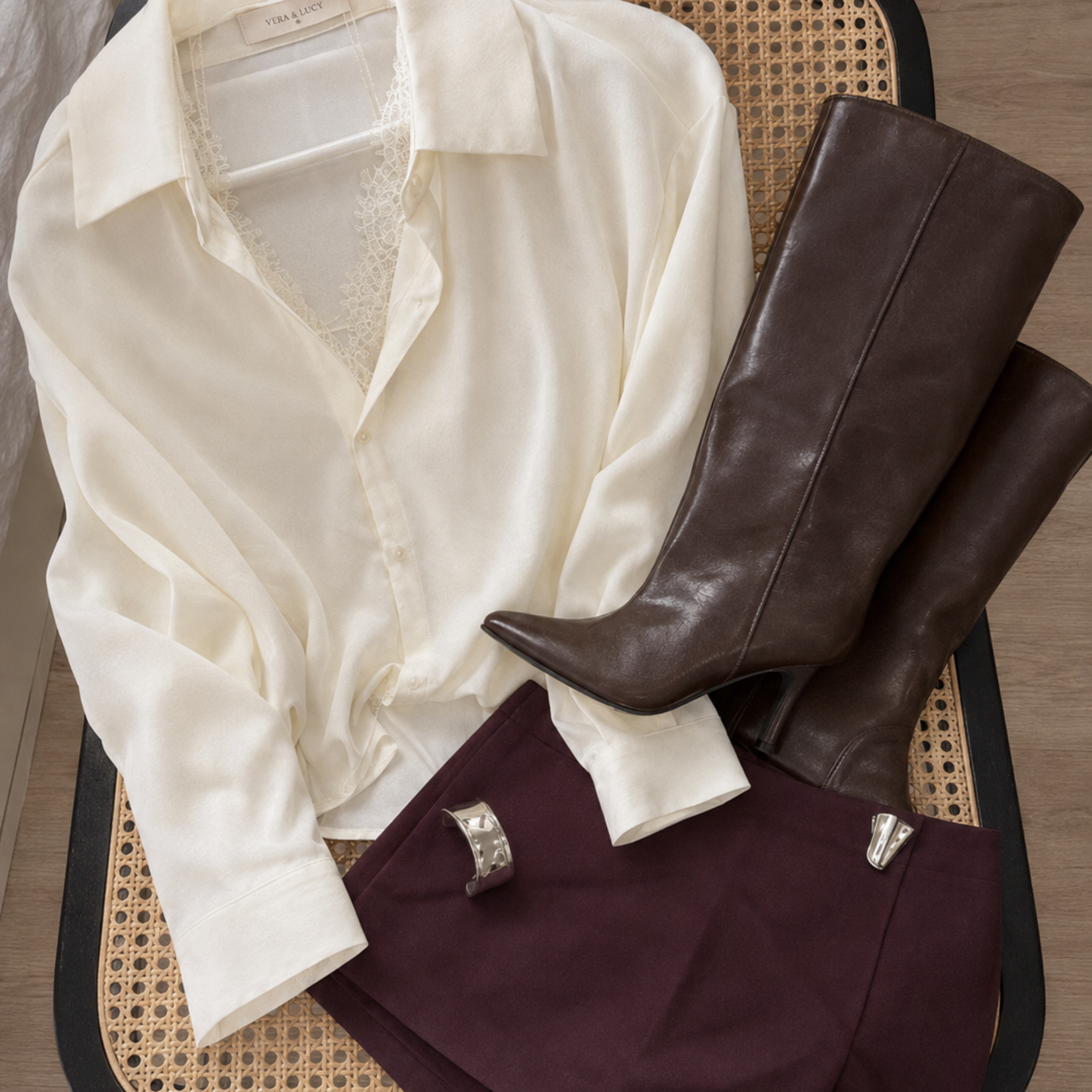 Lace Insert Oversized Shirt