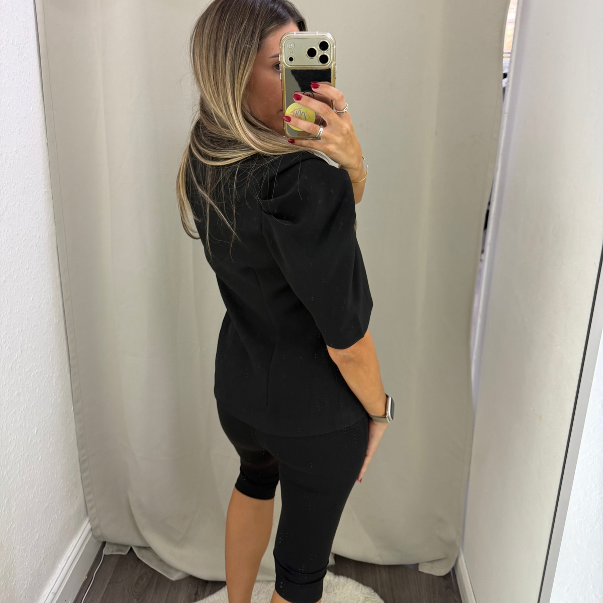Beige or black Tie-Neck Puff Sleeve Blazer