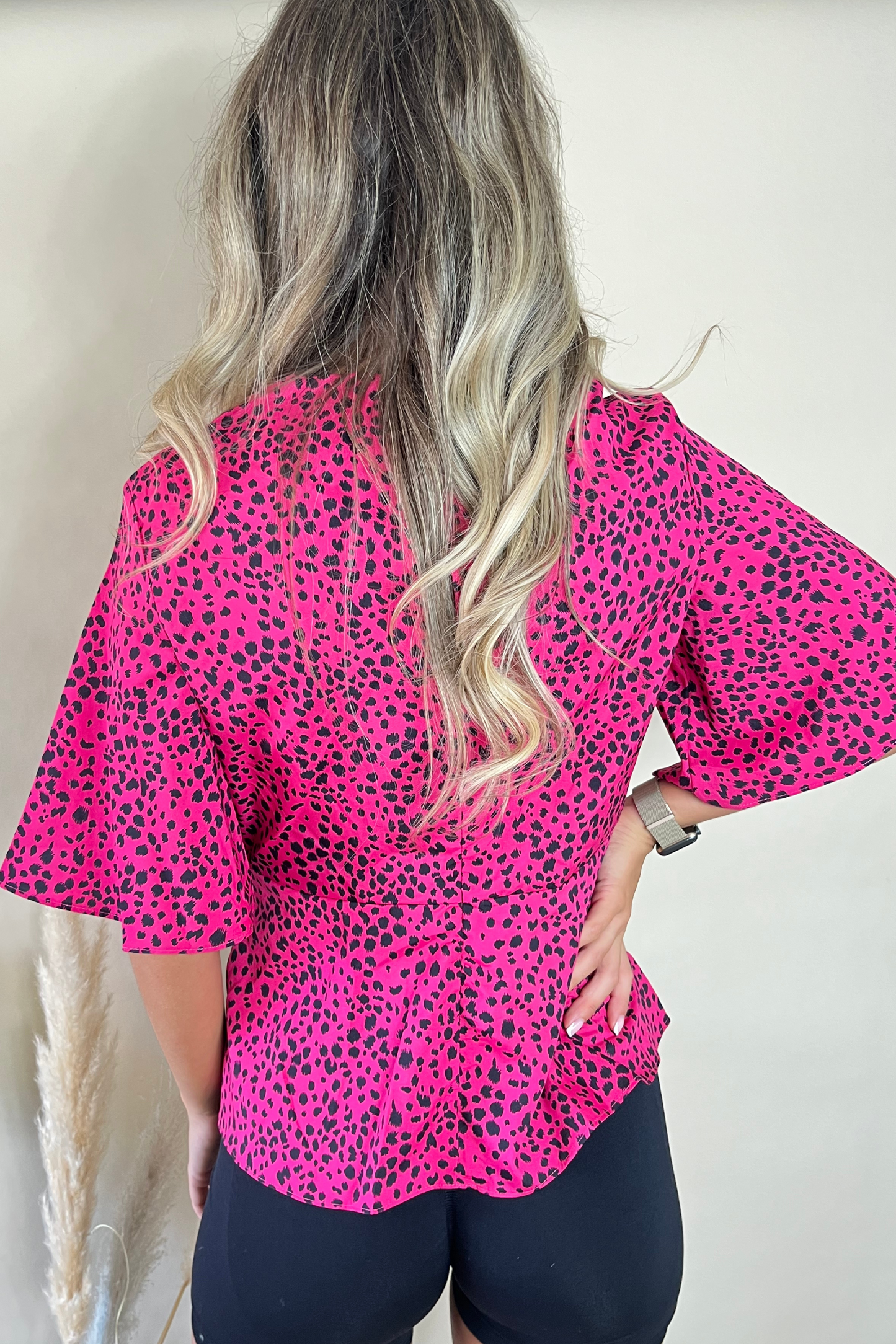 Pink Leopard Print Kimono Top