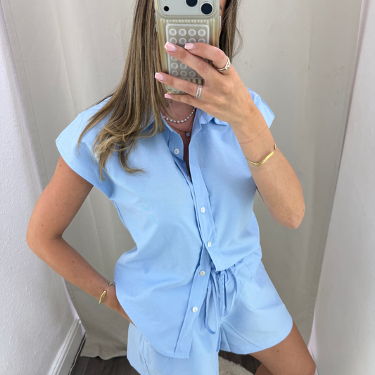 Everyday Drawstring Shorts – Powder Blue