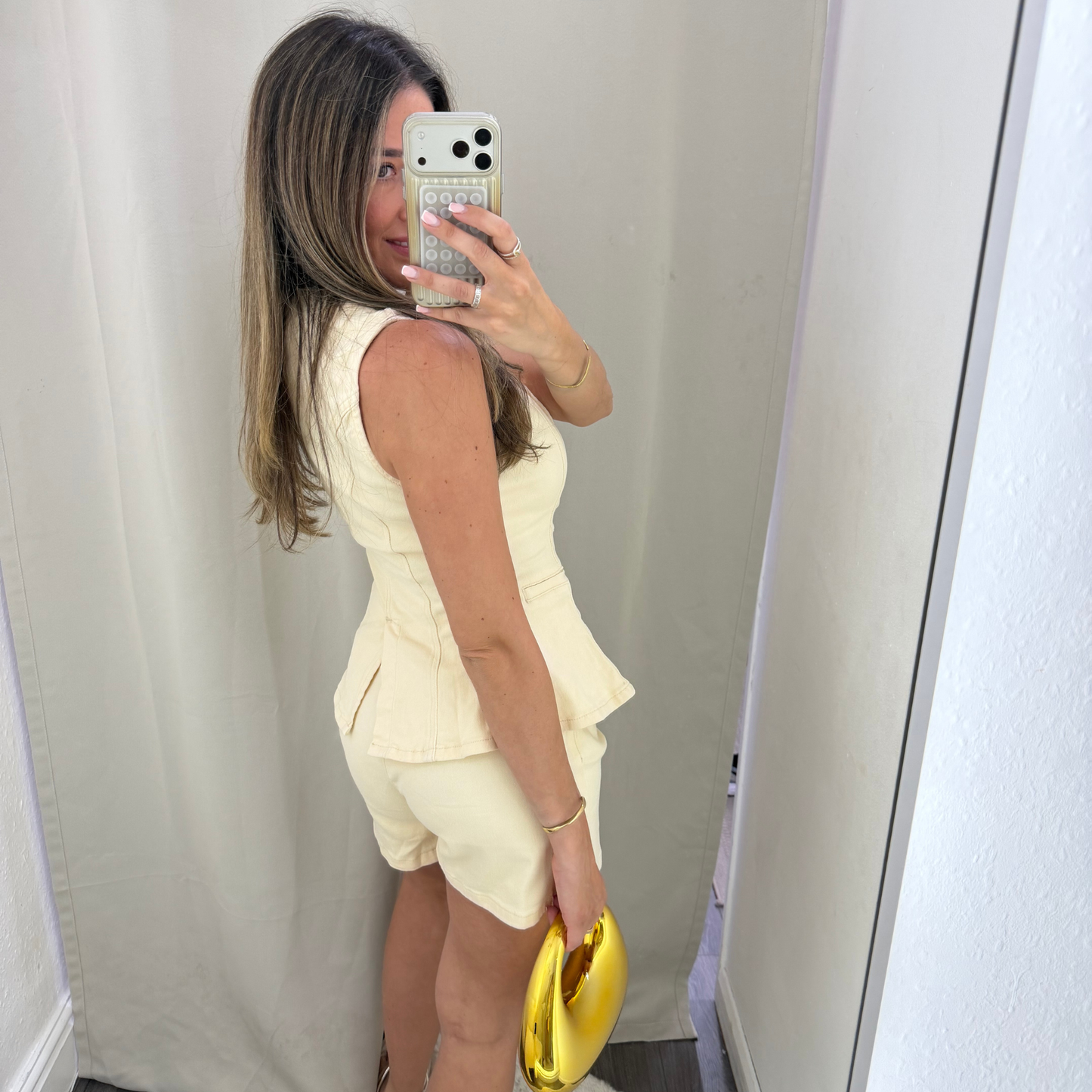 Sculpt Denim Waistcoat – Cream