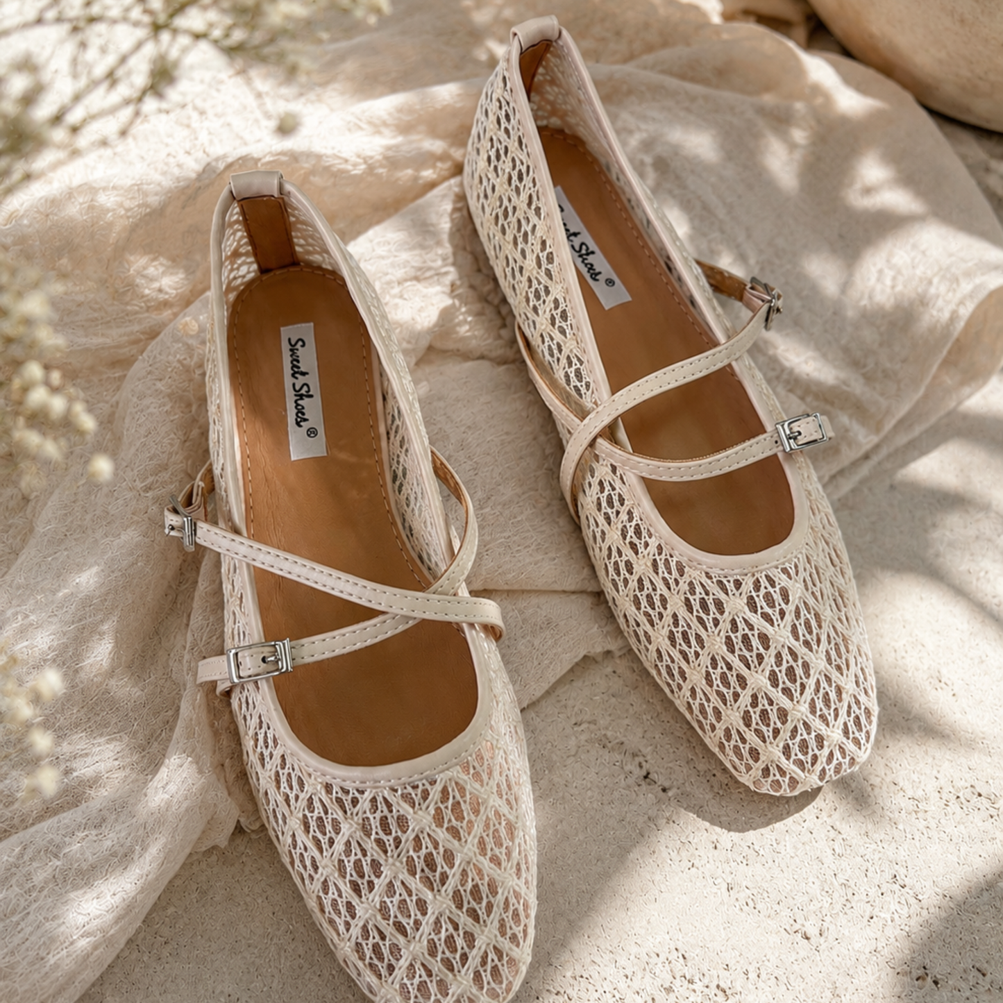 Woven Ballet Flats – Cream