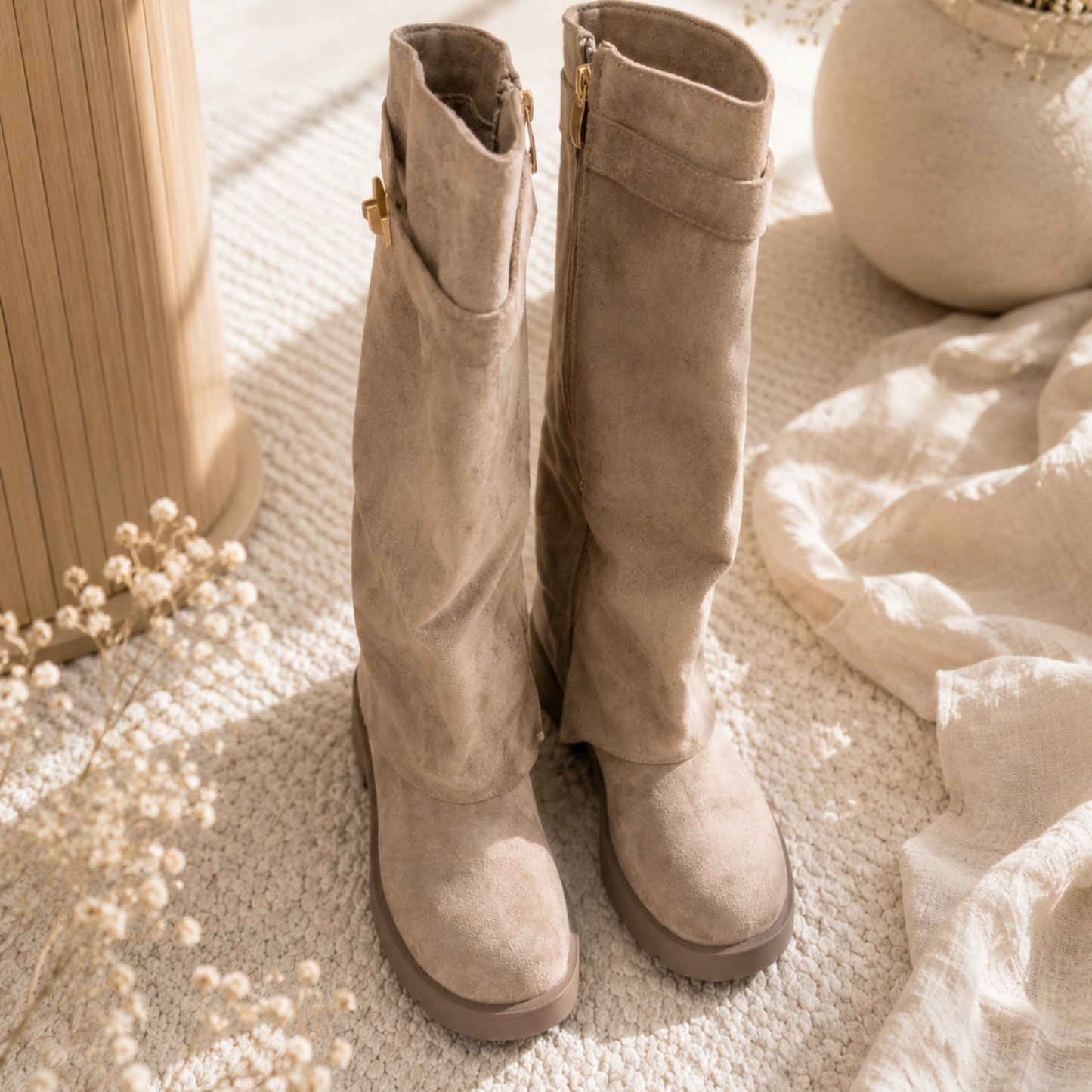 Luxe Knee-High Boots – Taupe