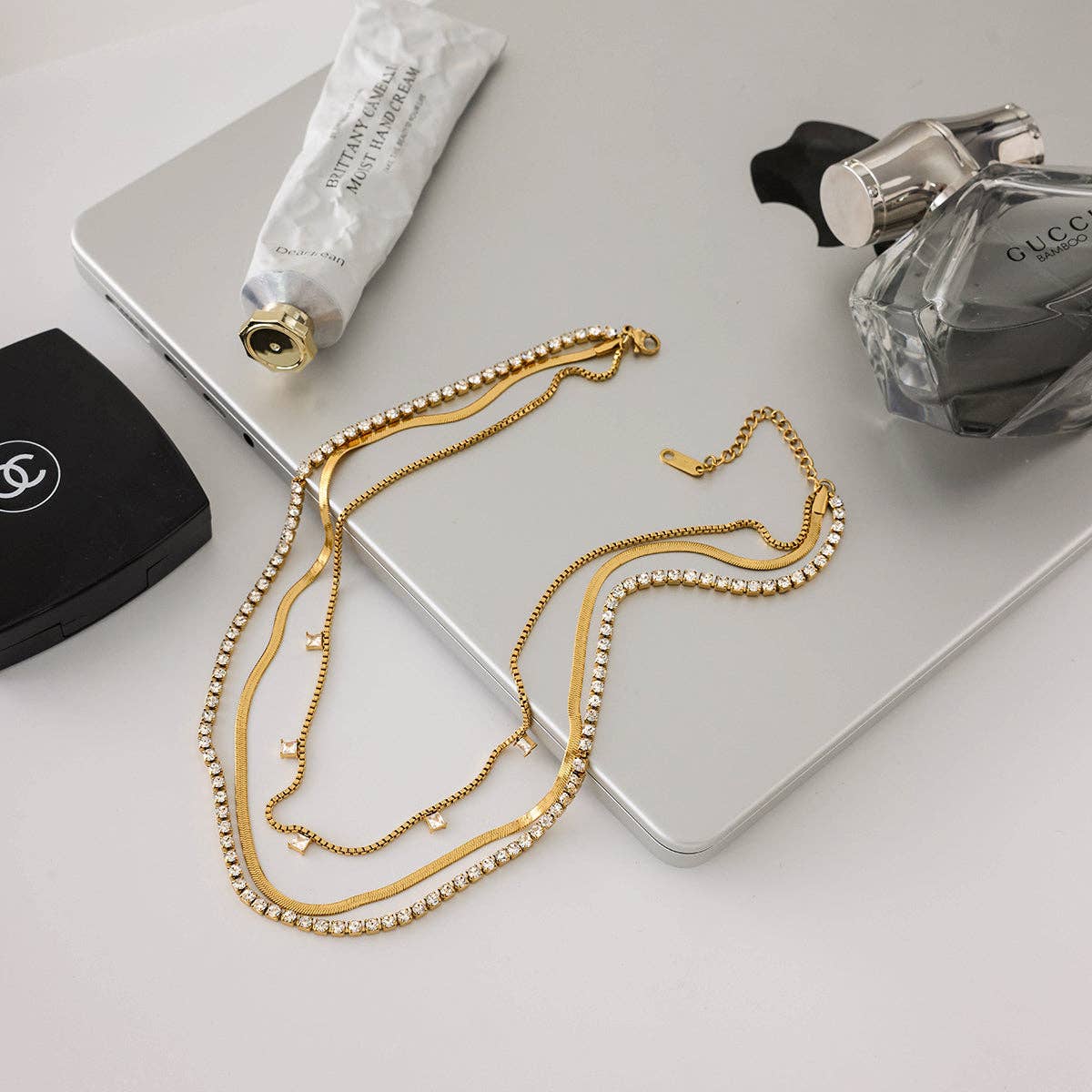 Triple Layered Sparkle Chain Necklace
