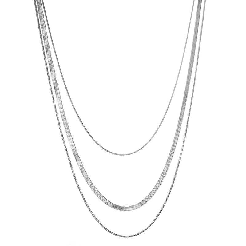 Triple Snake Chain Necklace - Gold or Silver
