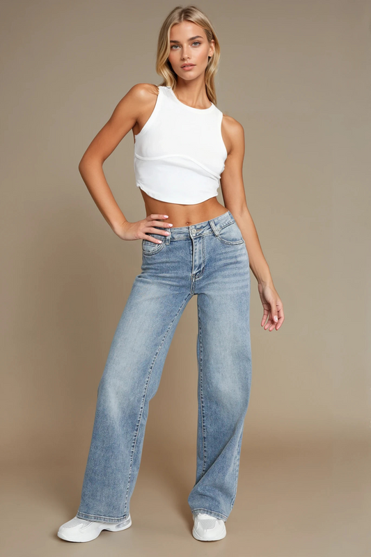 Mid Rise Stretchy Dad Jeans