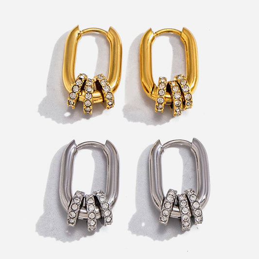 Oval Hoop Sparkle Earrings - Gold or Silver