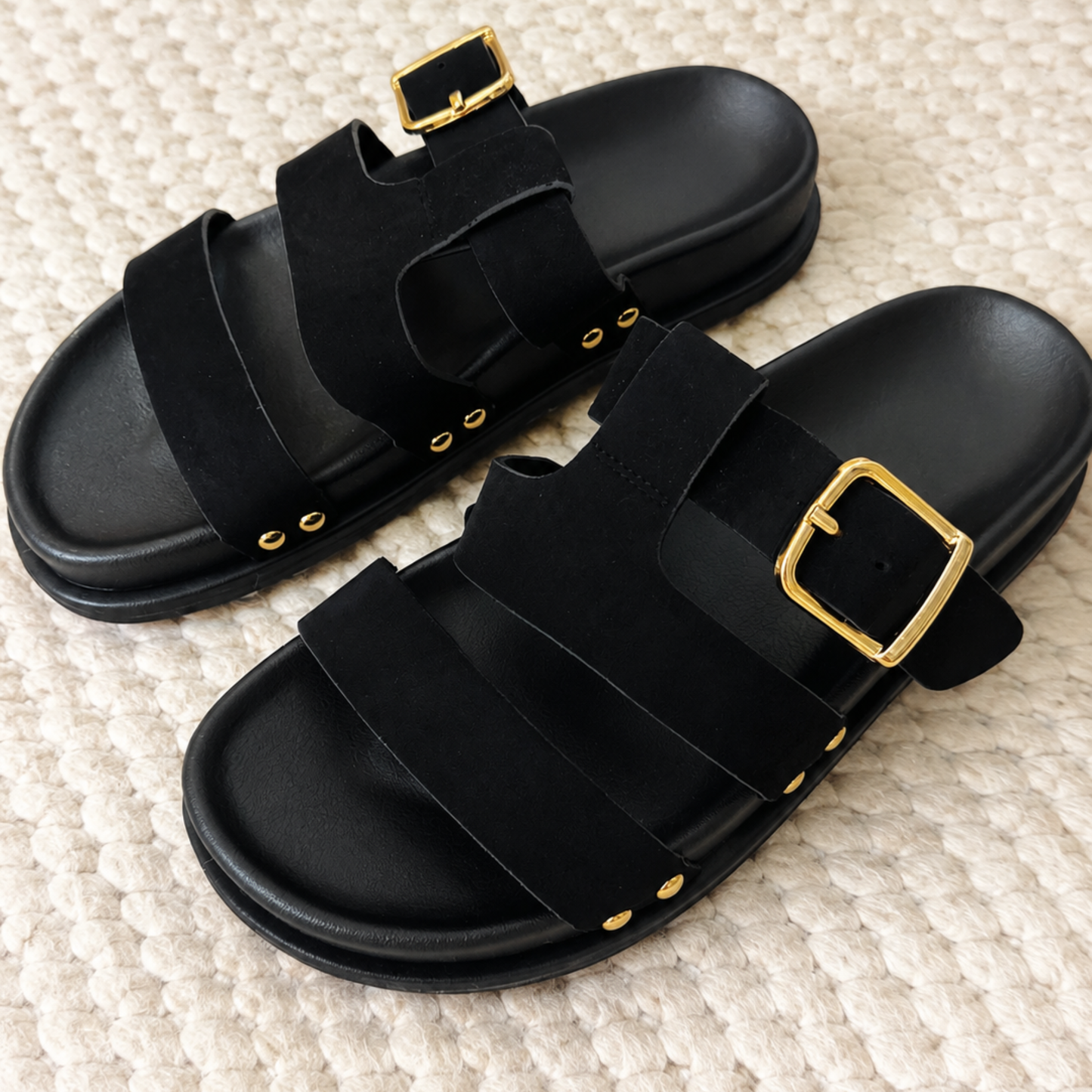 Black strap sandals