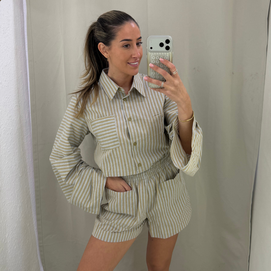 Striped Relaxed Shirt – Sand
