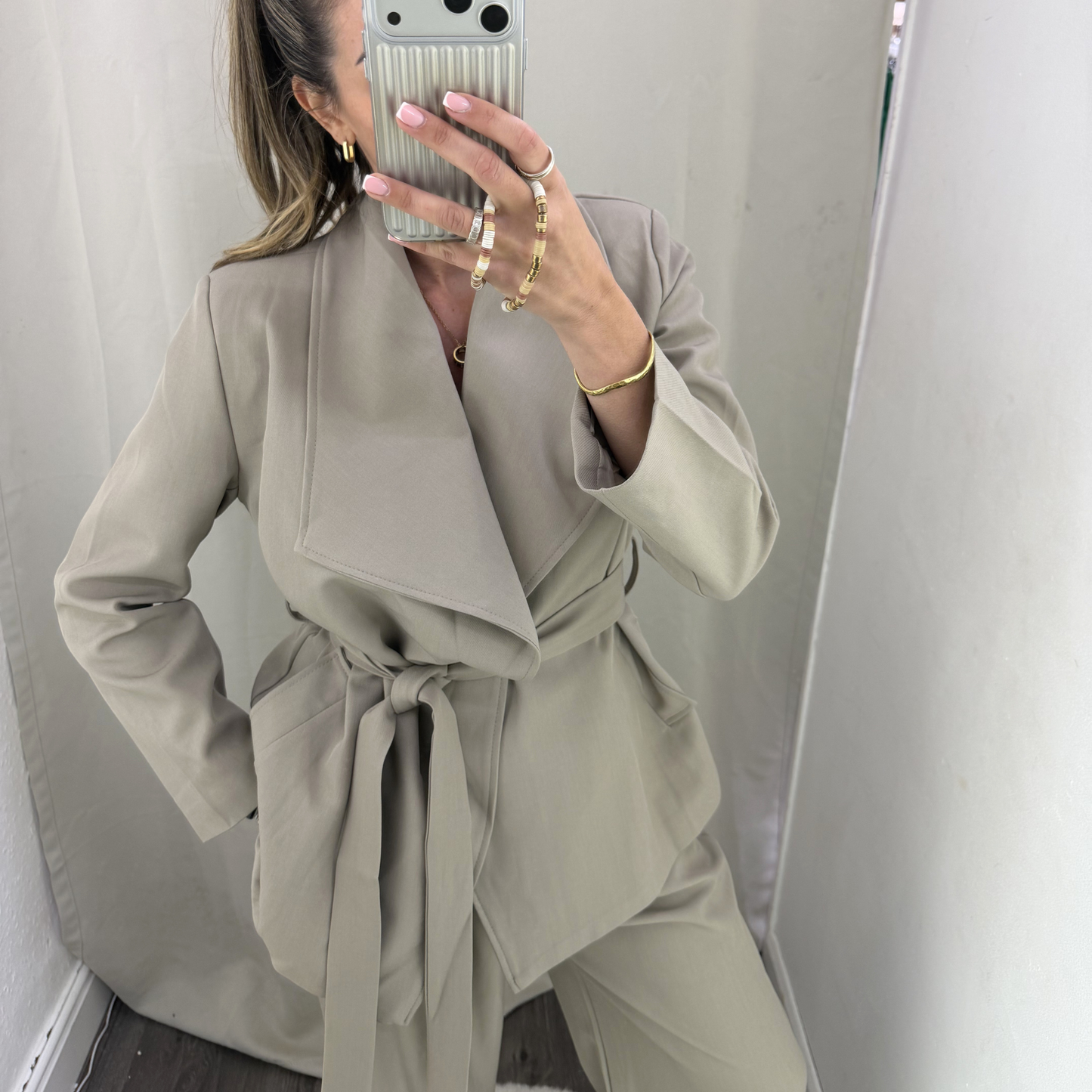 Taupe Wrap tie Blazer