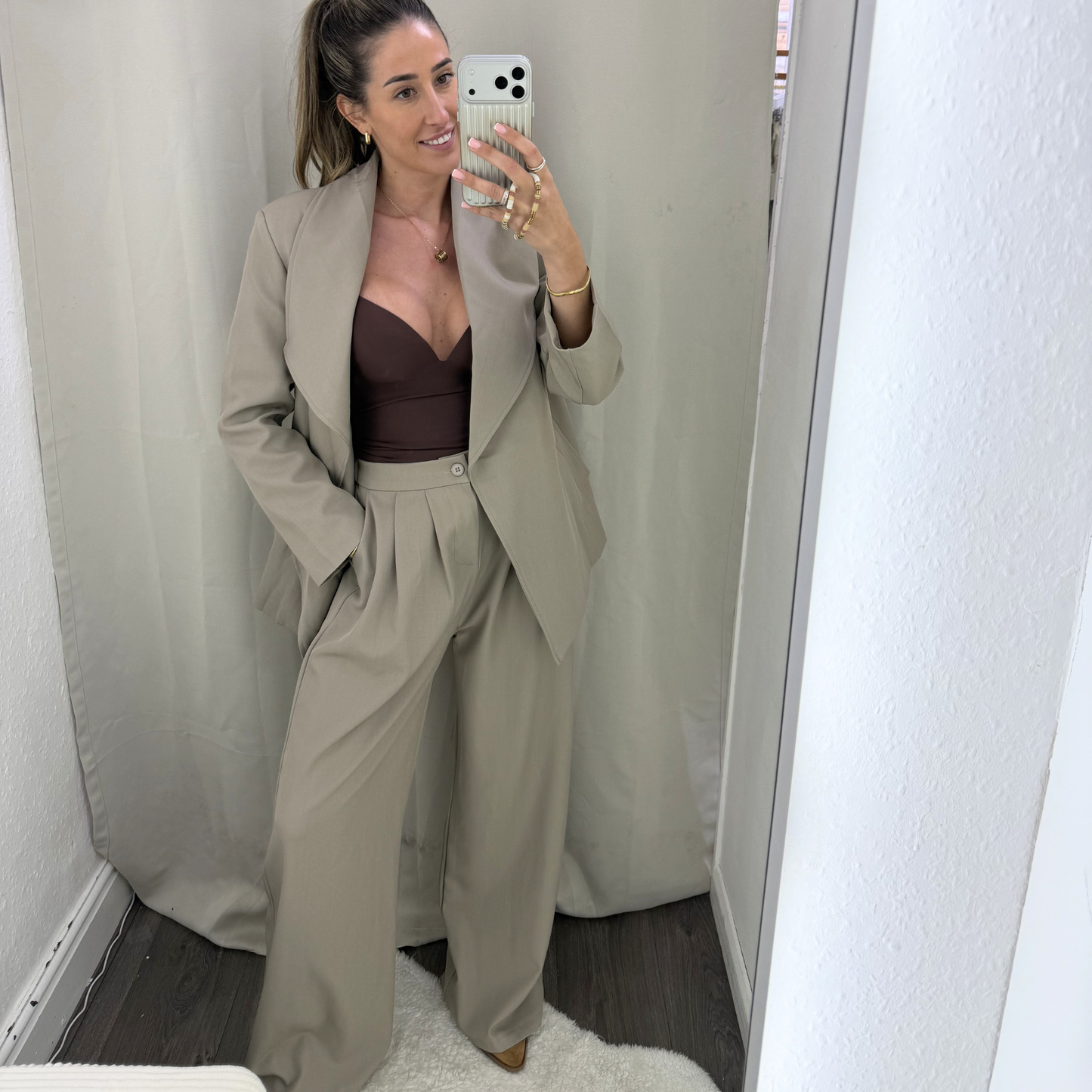 Taupe Wide leg trousers