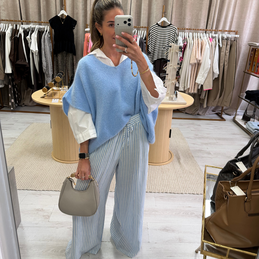 Blue & white floaty pinstripe pants