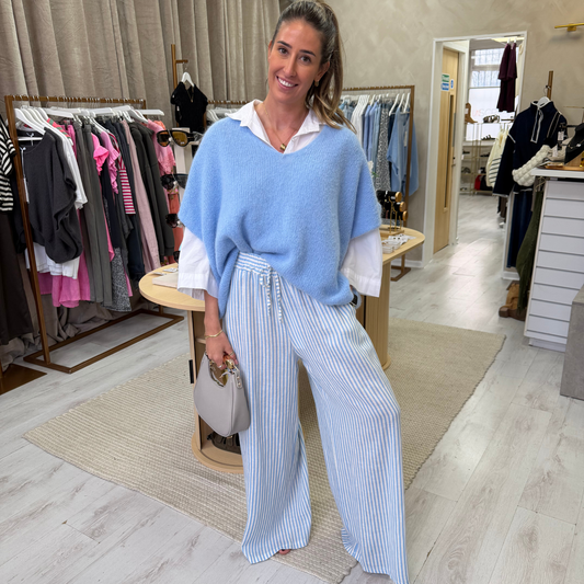 Blue oversized knit top