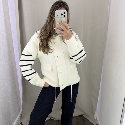 Striped Knit Bomber Jacket