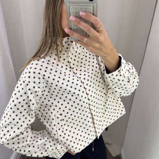 Polka Dot Windbreaker Jacket – Cream & Chocolate