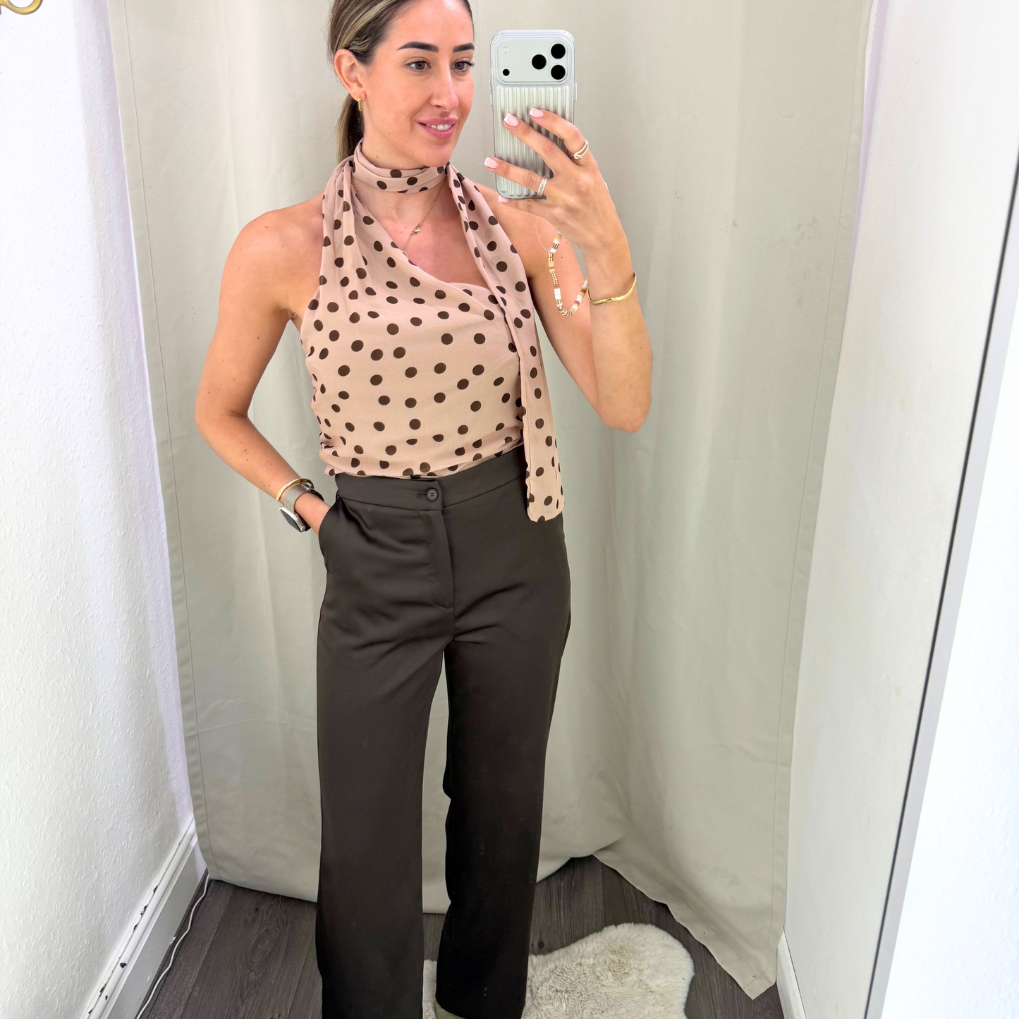 Chocolate Satin Tailored Trousers