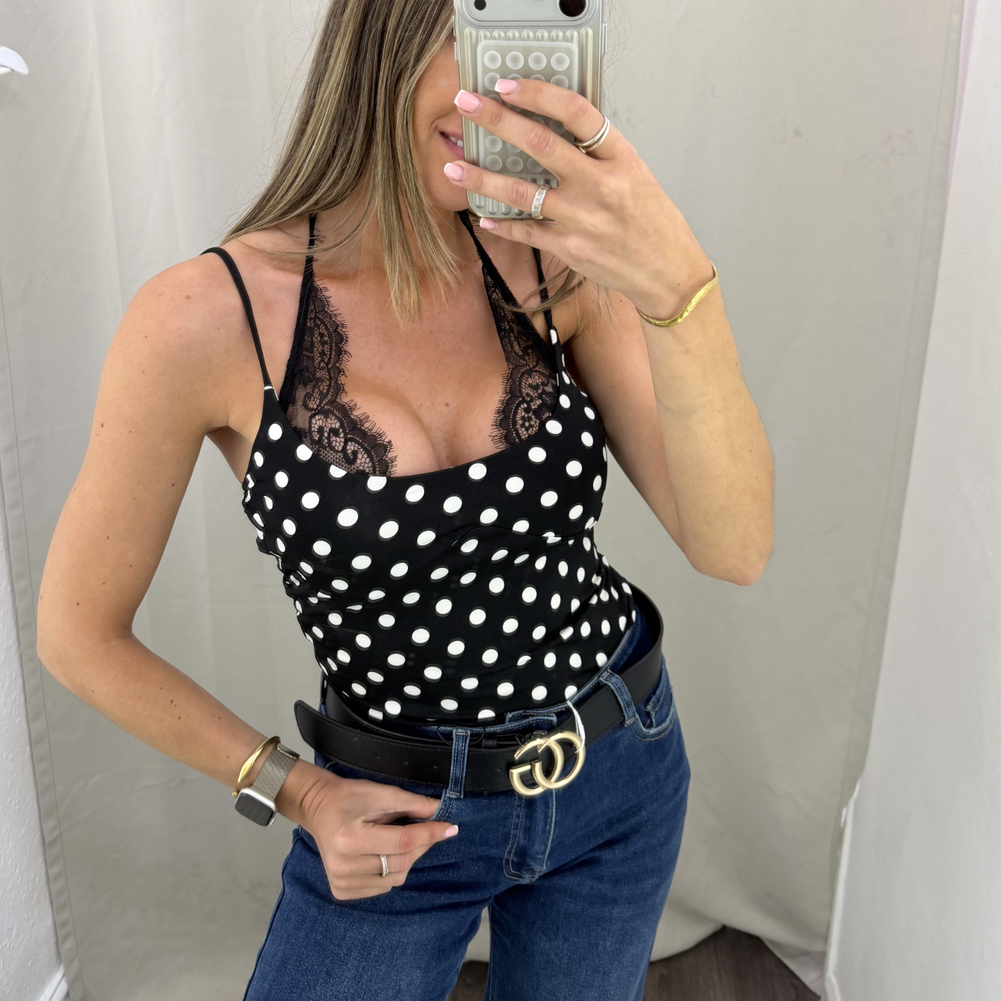 Polka Dot Lace Bodysuit